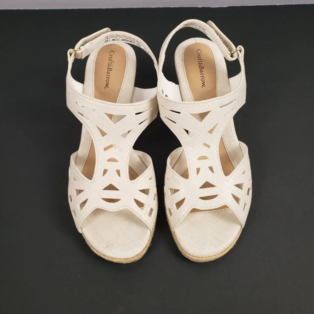 Croft & Barrow Sandals Sz 7 Womens 2.5" Cork Heel Adjustable Shoes Wedge - Picture 6 of 14